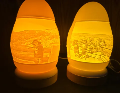 Image of boys at Grand Canyon National Park and Bryce Canyon National Park on the other egg