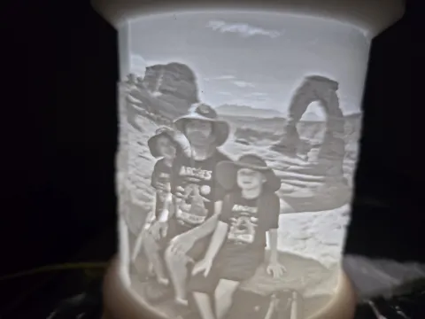 Lithophane photo 1 with light on