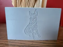 North Rim Picnic Table Organizer Side View with Brighty the Burro