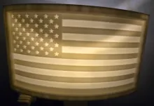 Photo of a night light lithophane of the United States flag.